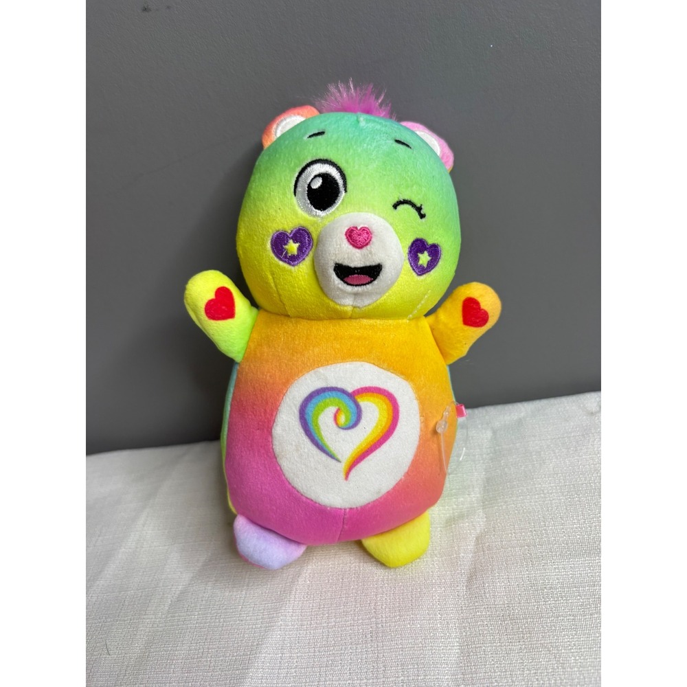 Care Bears Togetherness Bear Rainbow Tie Dye Plush Stuffed Animal Winking Heart